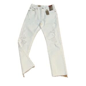NEW Levi 501 White Denim Jean Women Distressed size 26 X 30